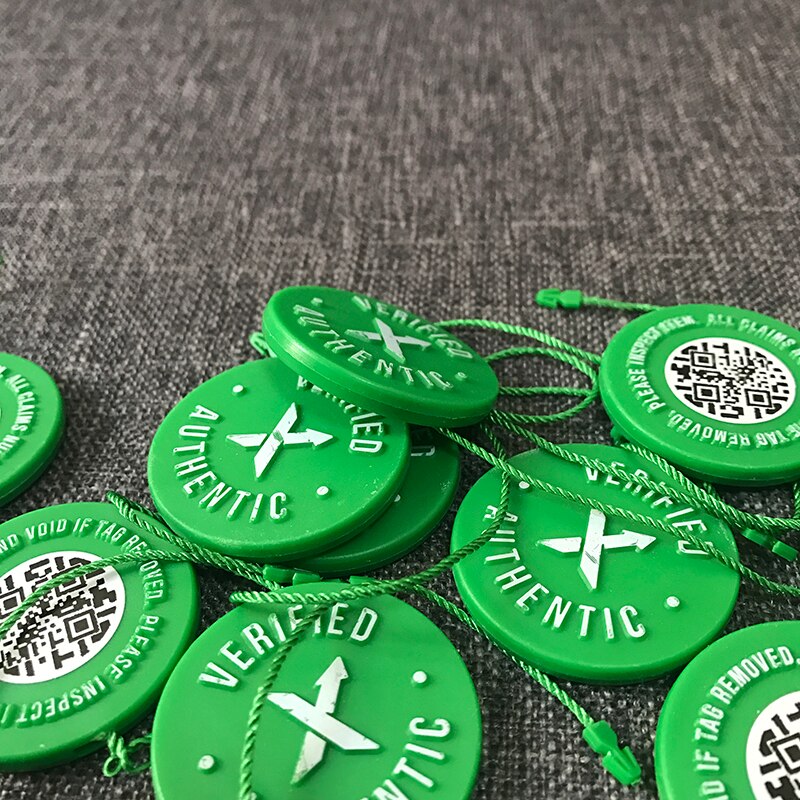 5 Sets/lot In Stock X Green Circular Tag Rcode Sticker Flyer Card Authentic StockX Plastic Buckle for Shoes Accessories