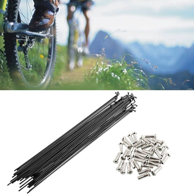 Freies 20 stücke MTB Rennrad 45# Stahl Speichen Fahrrad 14G Schwarz Speichen mit Nippel 250-280mm Radfahren Zubehör