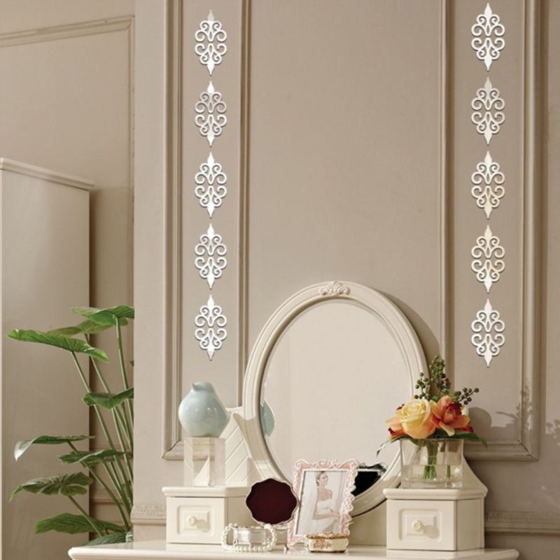 Adesivo de parede de espelho 3d, adesivo de azulejos autoadesivos de parede para decoração caseira, poster k1mf com 10 peças