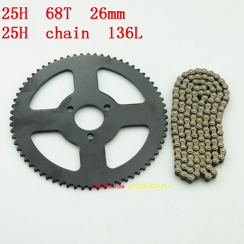 Good 25H 68T tooth 29mm rear Sprocket + 25H Chain 136L Links For 2 Stroke 47cc 49cc Mini moto Pocket Bike ATV Quad