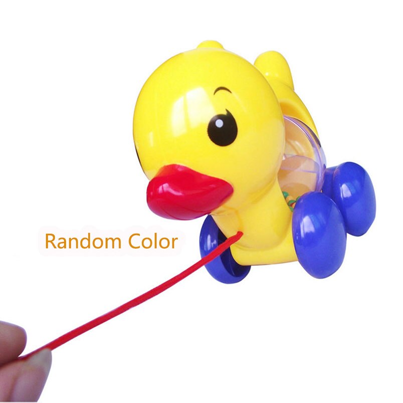 15cm Random Color Cute Duck Animals Baby Pull Toys Early Educational Learning Walk Along First Step Walking Walker Kids Toddlers