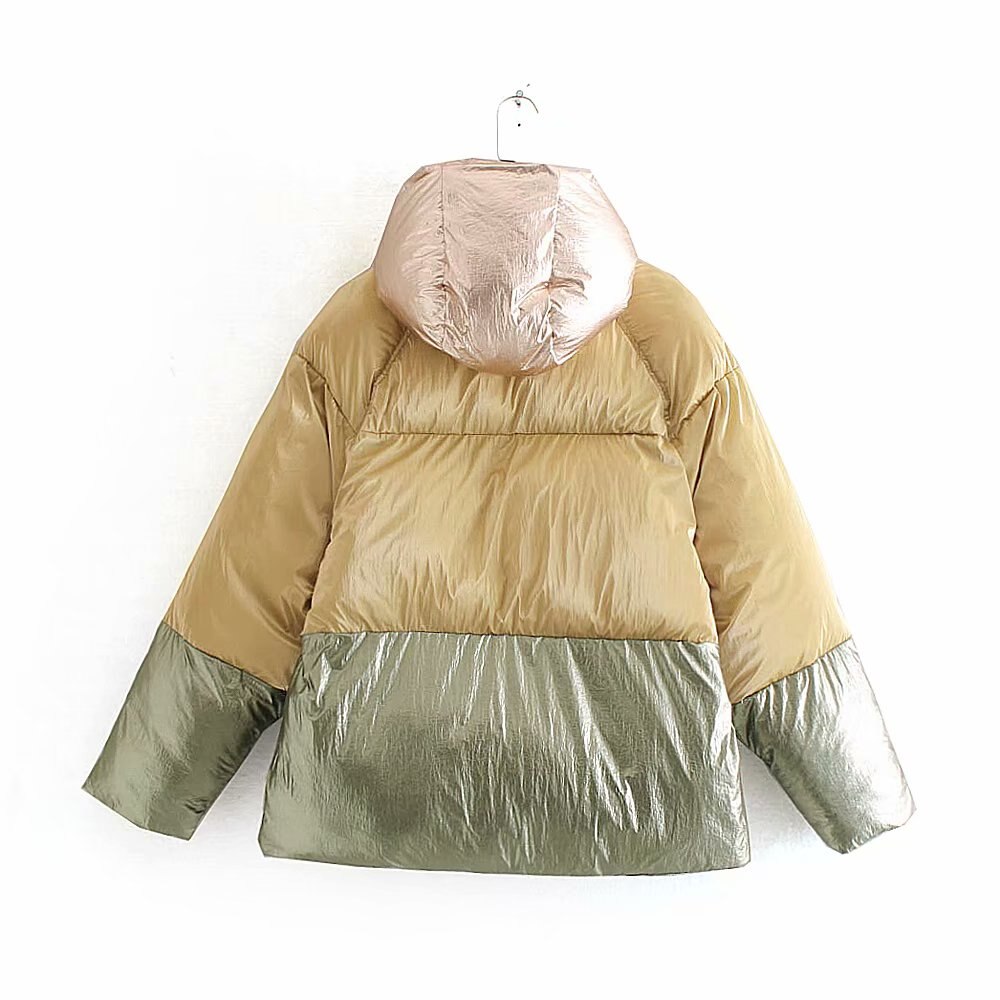 Reflektierende Farbe block jacke frauen oberbekleidung koreanische mäntel und jacken frauen winter gold pailletten jacke silber damen streetwear
