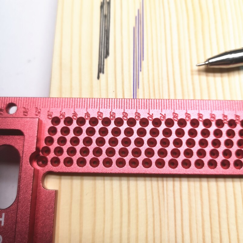 Aluminium 90 Graden Pleinen L Vorm Haaks Lijn Heerser Kraspen Gauge Timmerman Houtbewerking Gereedschap 1Pcs Rood