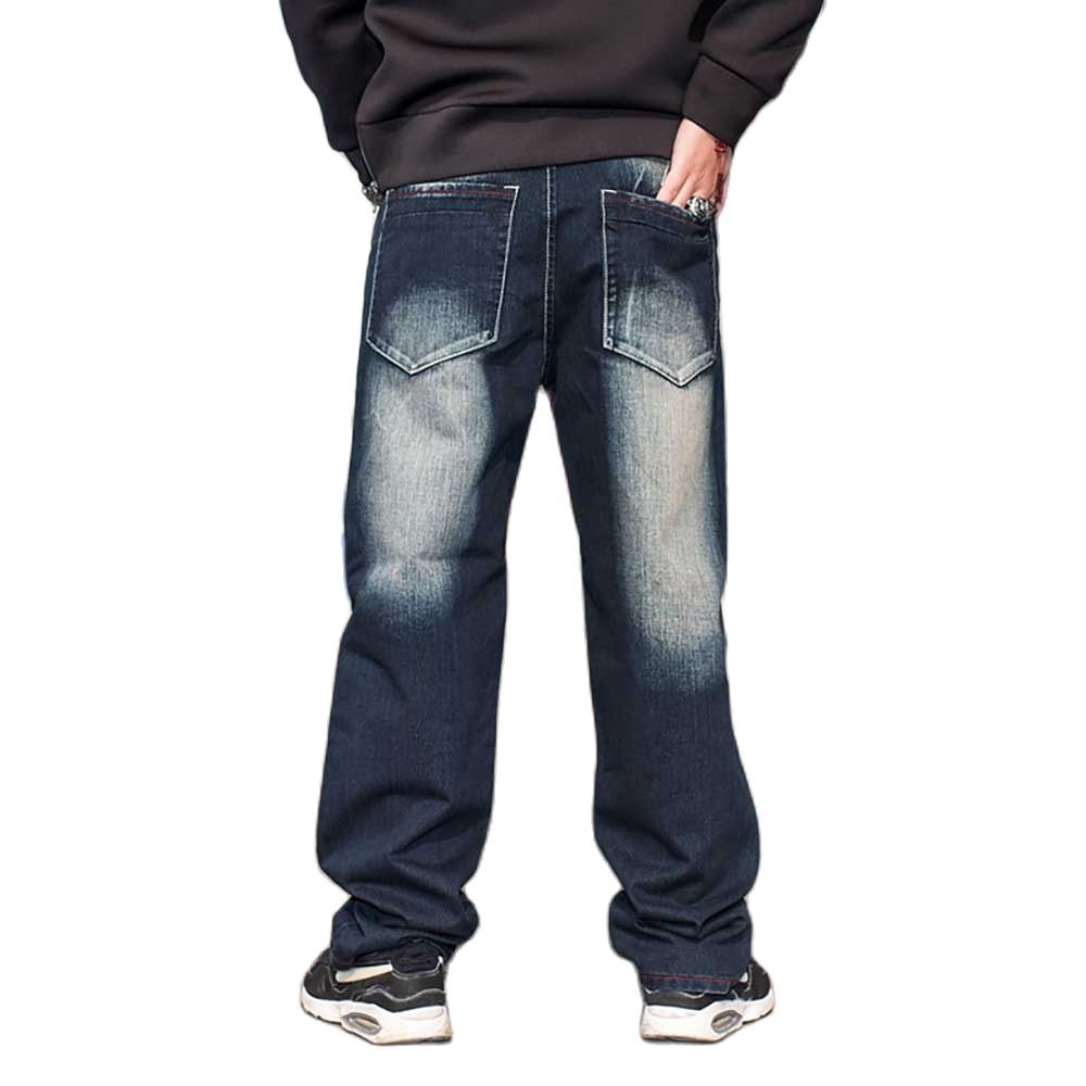 Trendy Plus Size Hiphop Jeans Men Casual Denim Pants Loose Baggy Straight Trousers Streetwear Jeans Men Clothing