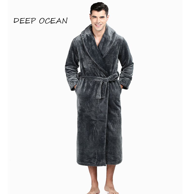 Men Autumn and Winter Style Robe Sex Robes Men Nightgowns Long sleeve Pajamas Flannel Mens Robe Fleece Bathrobe