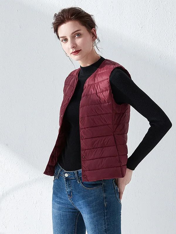 NewBang vrouwen Warme Vesten Ultra Licht Bodywarmer Vrouwen Matt Stof Vest Draagbare Warme Mouwloze Winter Liner: XXXL / Bordeaux