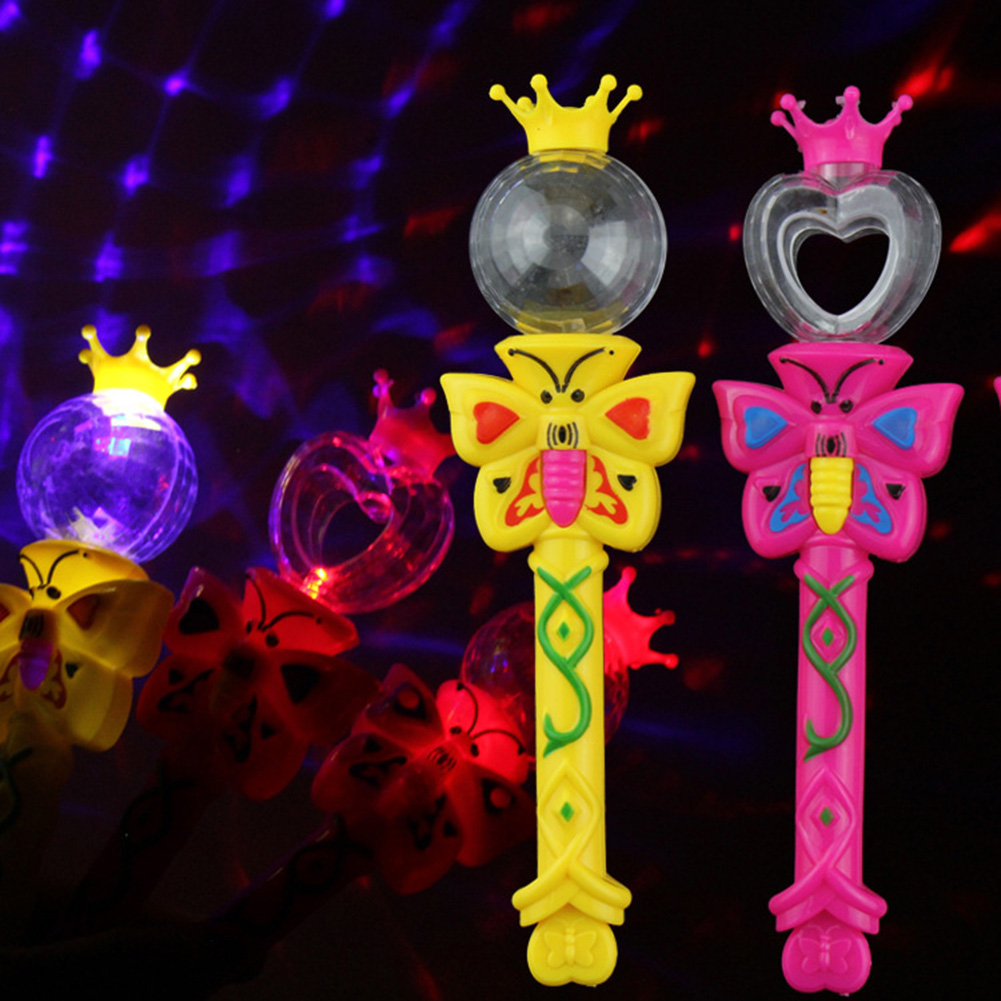 Cartoon Butterfly LED Luminous Stick Magic Projection Wand Kids Toy Party Props birthday