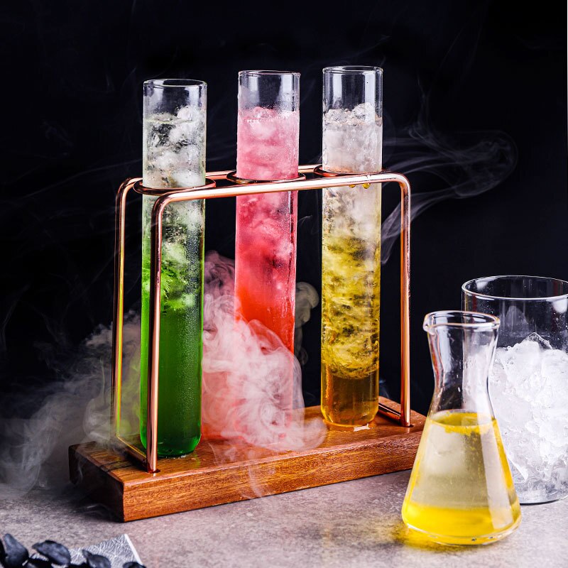 Oryginalność 3 sztuka probówki specjalny koktajl szklany zestaw z uchwytem test-rury stojak kieliszek lampka robić szampana wina Puchar dla bar