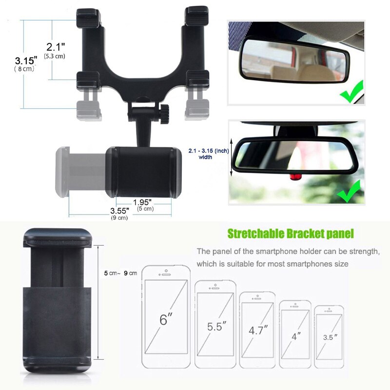 Mobiltelefon holder - holder til bilholder bil bakspejl lastbil auto beslag holder holder til iphone xs/x /11,  samsung galaxy, h
