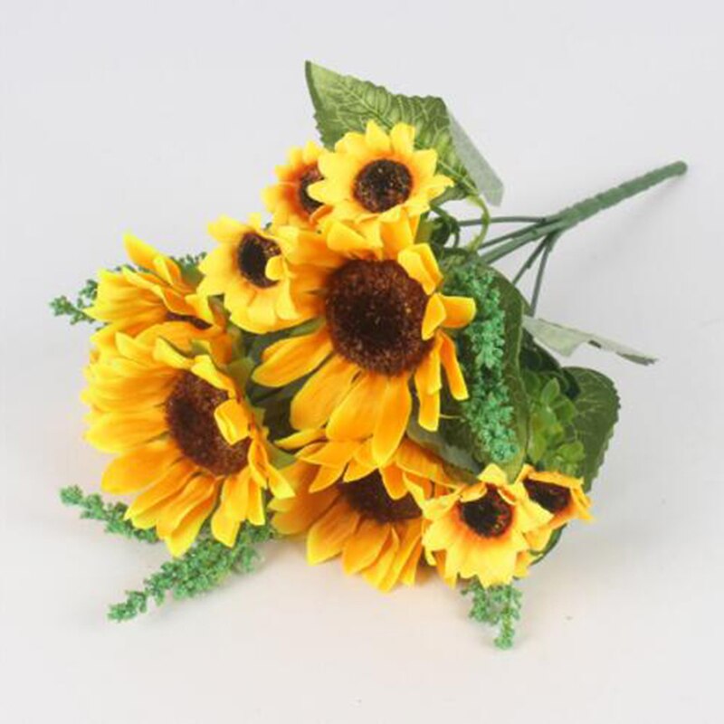 Efterårspynt gul solsikke silke kunstige blomster buket til boligindretning fest kontor haven indretning