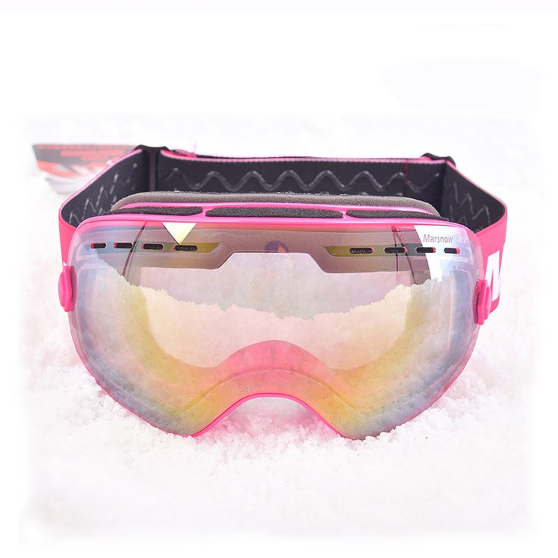 Marsnow Skibrille Doppel UV400 Anti-Nebel-Ski Objektiv Maske Brille Skifahren Männer Frauen freundlicher freundlicher Jungen Mädchen Schnee Snowboardbrillen: Erwachsene Rosa Rahmen