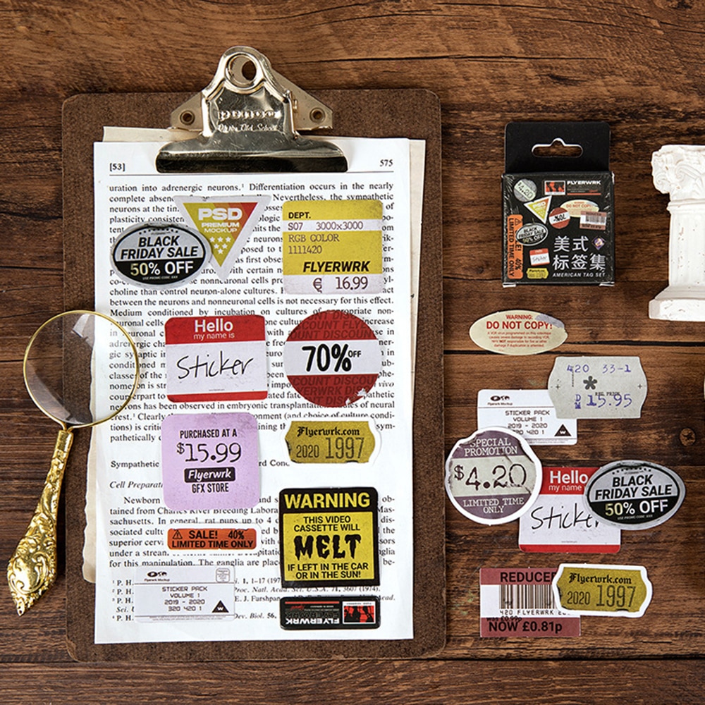 45pcs/box Retro Label Decorative Stickers Album Diary Calendar Scrapbooking Diy Decor Stick Label Stationery Sticker