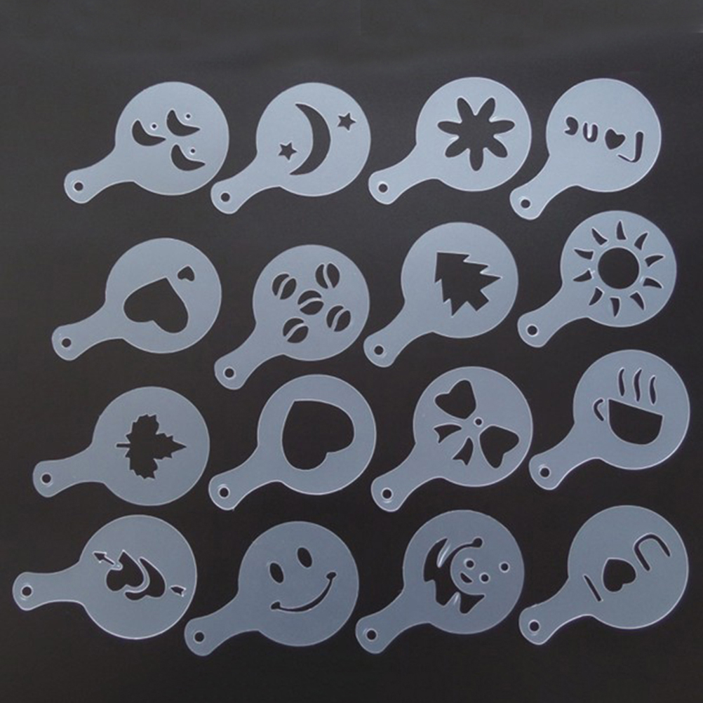 16pcs Coffee Template Coffee Stencils for Coffe Shop Kitchen Coffee Stencils