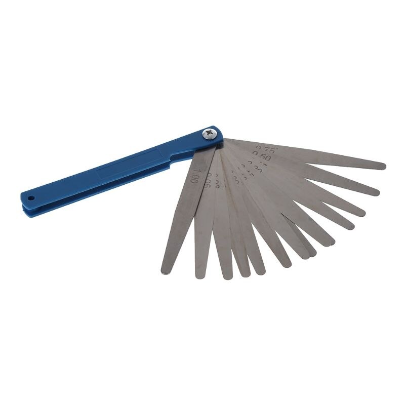 Stainless Steel Feeler Gauge 14 Blade Thickness Gap Metric Filler Measure Tool Car Repair Tool