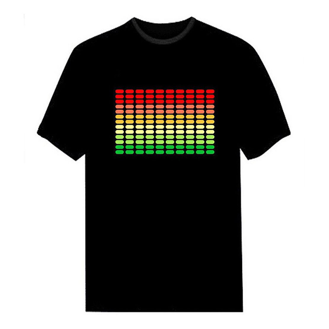 Mænd lydaktiveret ledet t-shirt lyser op blinkende rock disco equalizer kortærmet ledet t-shirt: Xl
