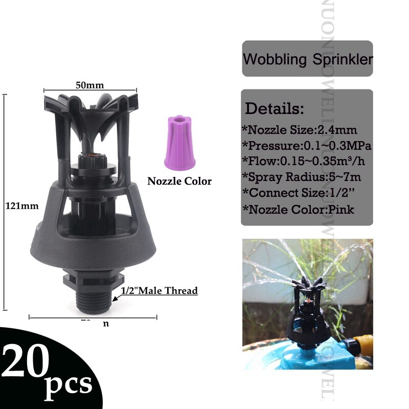 2 ~ 20 pièces durables arroseurs d'irrigation ferme verger oscillant buse rotative jardin pelouse paysage oscillant pulvérisateurs d'arrosage: 20pcs Pink Nozzle