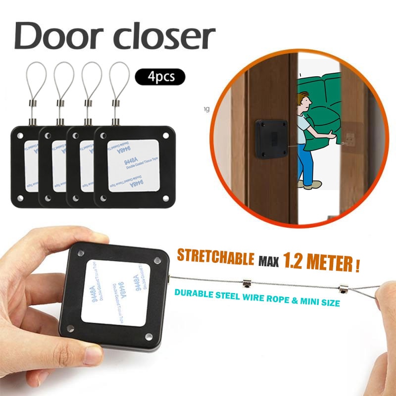 4PCS Hardware Automatic Sensor Door Closer Non-Contact Automatically Close Stretchable 1.2m For All Doors Door-closing-Connector