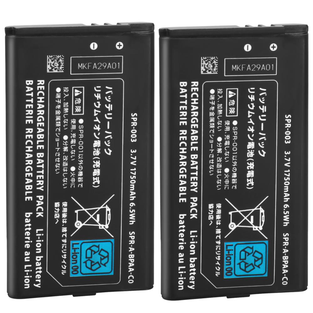 2 Stuks 3.7V 1750 Mah Oplaadbare Lithium-Ion Batterij + Tool Kit Pack Voor Nintendo 3DS Ll/3DS Xl/3DS Ll