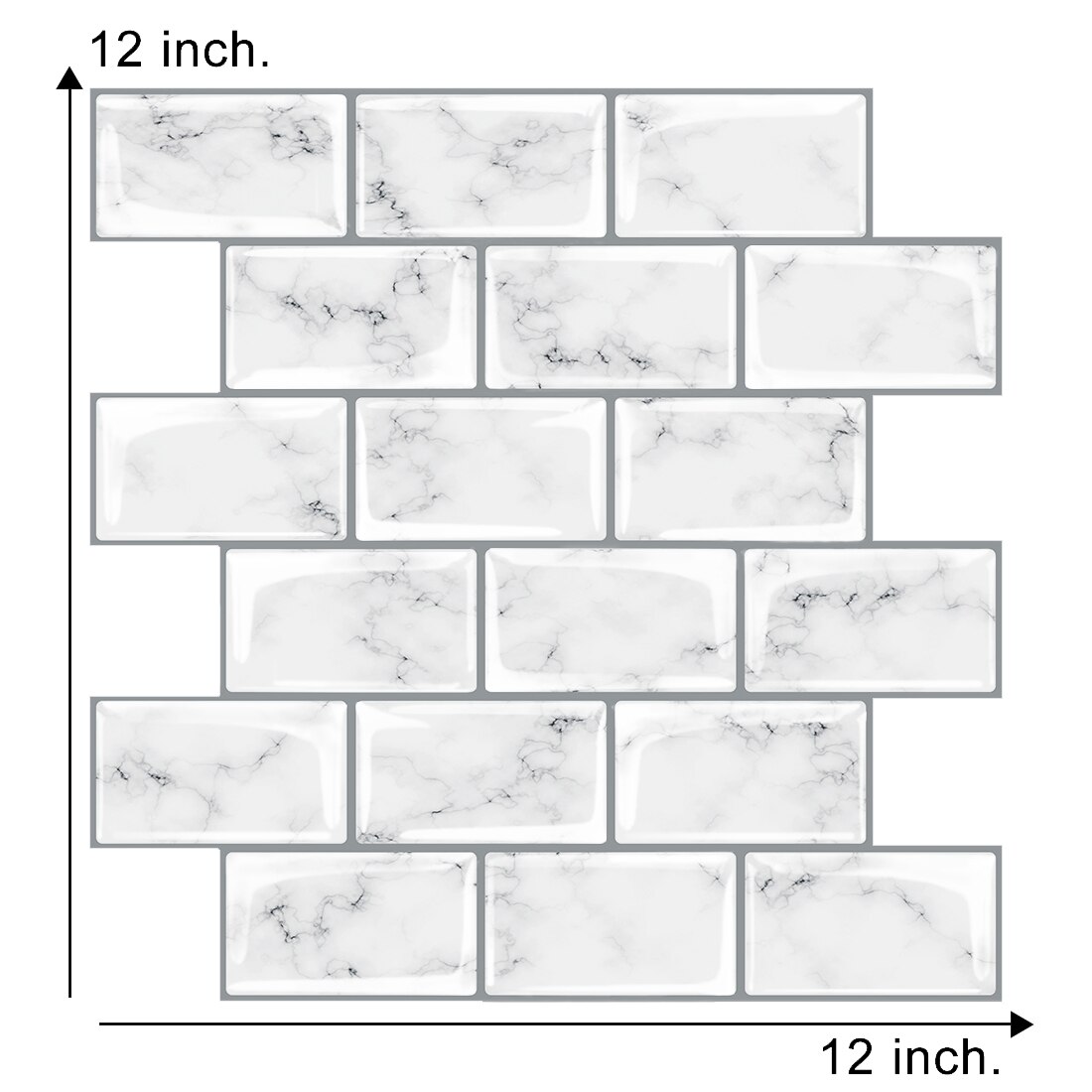 2.5MM High-Grade Gray Subway Tiles 3d Self-Adhesive Waterproof Tile Stickers Bathroom Splash Backsplash Easy To Cut（30.5*30.5cm）