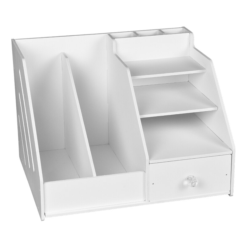 Multifunctional desktop stationery storage box with file file shelf and pen holder drawer rack