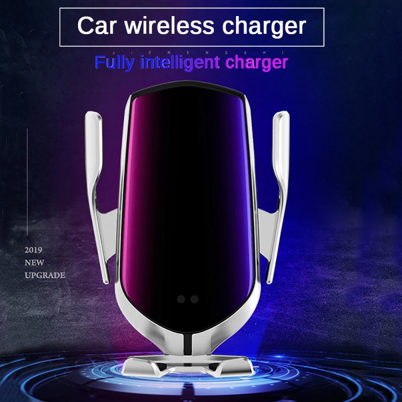 Soporte de teléfono para coche, cargador inalámbrico para coche Qi 10 W, Sensor infrarrojo de carga rápida, sujeción automática para Iphone 11 Pro XR XS Huawei P30