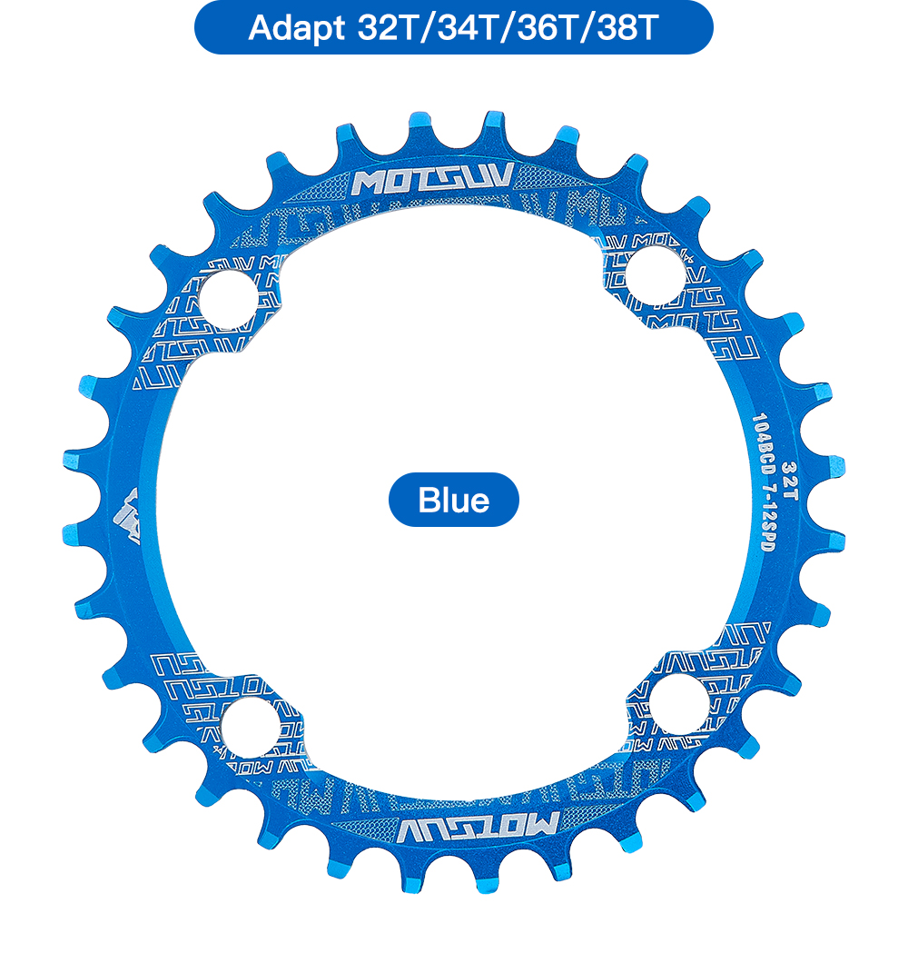 MOTSUV 104 BCD bicicleta de montaña plato ovalado redondo rueda de cadena ancha estrecha 32T/34T/36T/38T juego de piezas de bielas con anillo de estrella de ciclismo