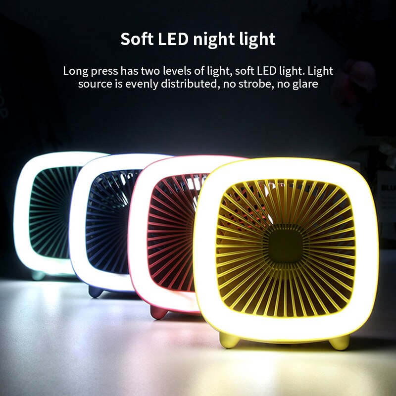 Mini ladattava led pöytäkone pöytätuuletin yövalo usb säädettävä nopeus pieni tuuletin 360 ° kannettava ilmajäähdytystuuletin jäähdytin