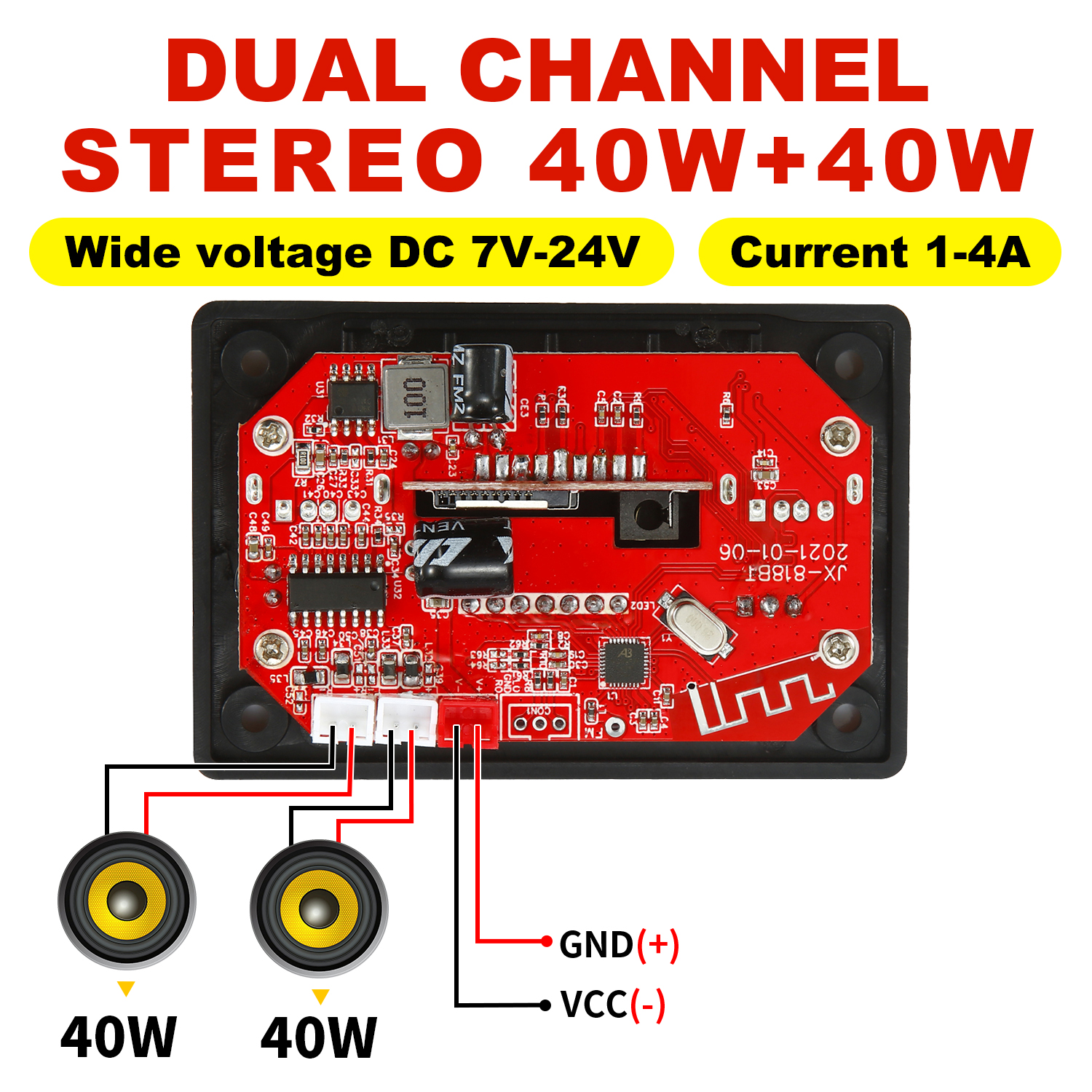 Bluetooth 5,0 MP3 Decoder Board 2*40W 80W Verstärker Audio Player 12V DIY MP3 Player auto FM Radio Modul TF USB Mic Rekord Anruf