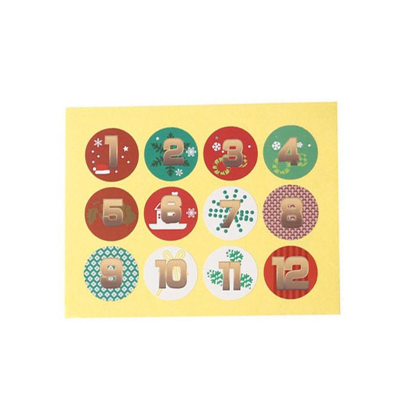 Merry Christmas Advent Calendar Number Paper Stickers Diy Scrapbooking Decor Round Christmas Labels Sticker Xmas X0O0
