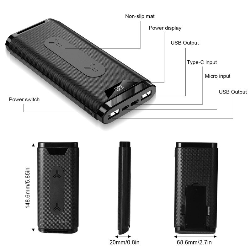 50000 mah trådløs strømbank hurtiglader telefonholder mikro-usb / type-c inngang til samsung xiaomi iphone huawei
