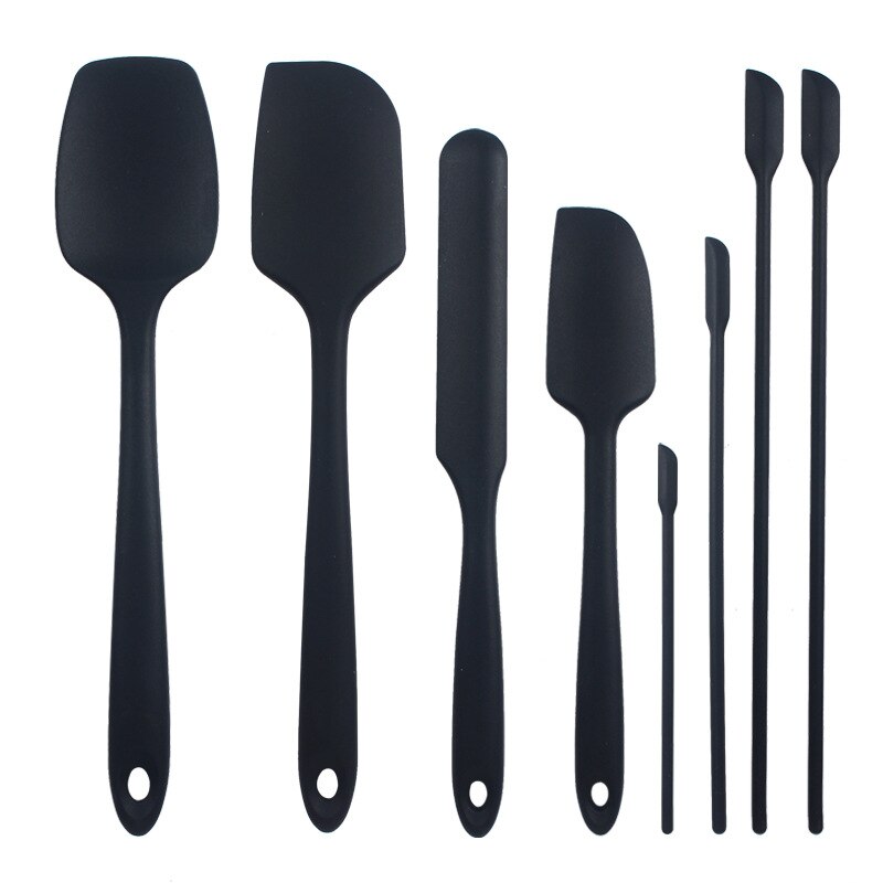Espátula de silicona para cocina, rascadores de repostería para galletas, Espátulas de cocina antiadherentes para Pan, espátulas para pastel, accesorios para hornear, herramientas, 8 Uds.: Black 8 Pcs