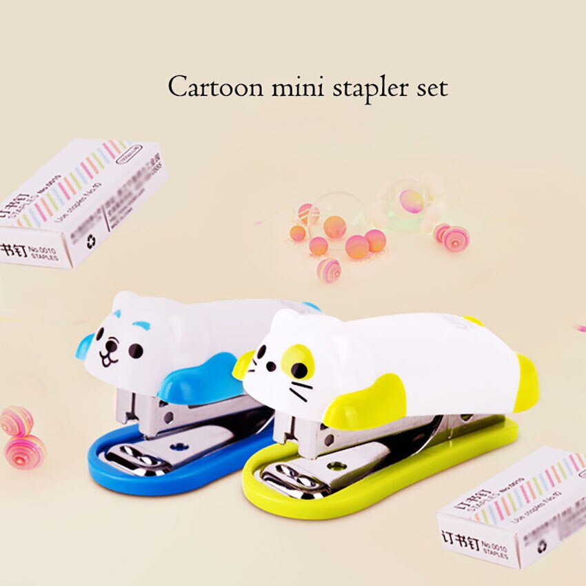 Zestaw mini zszywacz kreskówka Słodki zwierzę nr 10 zszywki bindownica bindownica 12 arkuszy zszywacze papieru dzieci dzieci papiernicze