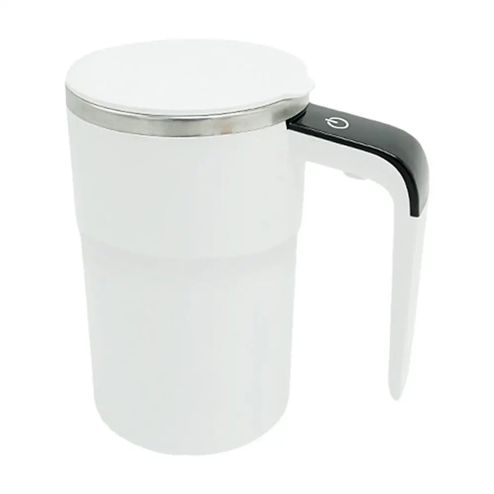 Automatic Stirring Magnetic Mug Rechargeable Stirring Coffee Cup with LCD Display Electric Stirring Cup Lazy Rotating Cup Tazos: WHITE