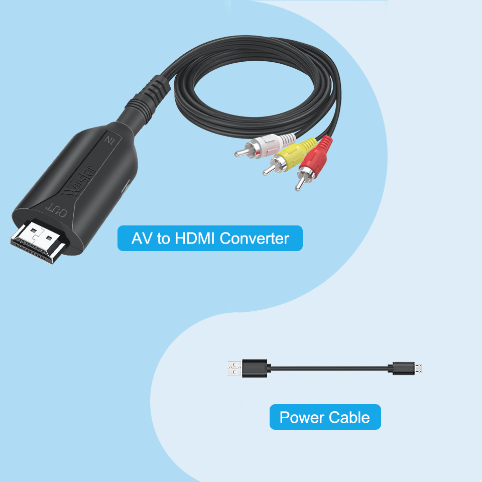 RCA AV/CVSB L/R Video to HDMI-compatible AV Scaler Adapter HD Video Converter Box 1080P Support NTSC PAL