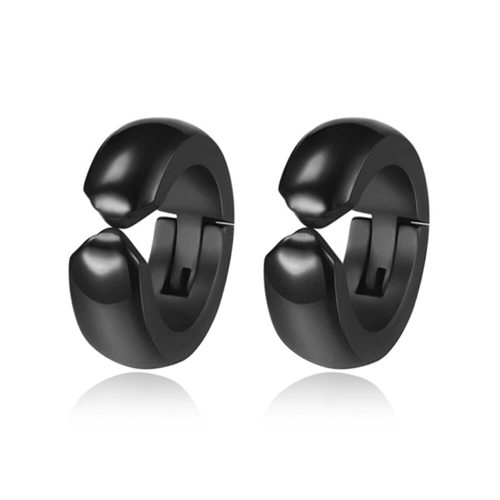 5 Pairs of Punk Hip Hop Stainless Steel Black Dagger Geometric Triangle Cross Sword Pendant Earring Set Men and Women Youth