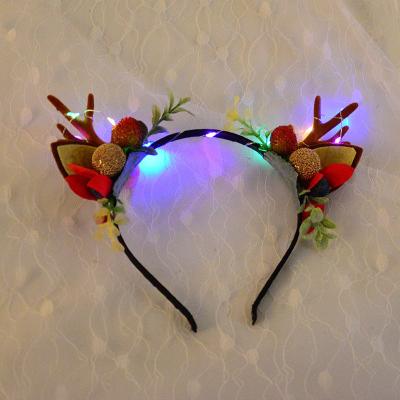 Diadema navideña con orejas de elfo para niños, diademas luminosas con luz LED, accesorios para el cabello para de navidad: 01