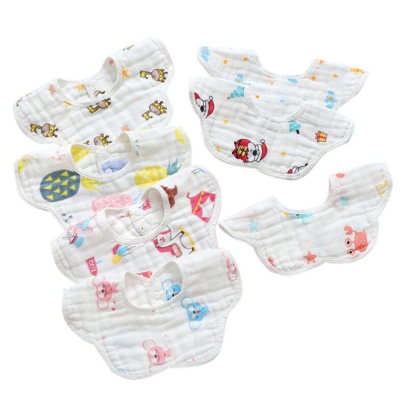 4pcs/lot Baby Bibs Washable Cotton Baby Bibs Burp Cloth Print Arrow Wave Triangle Adjustable Meal Bib Infant Feeding Towel Bibs