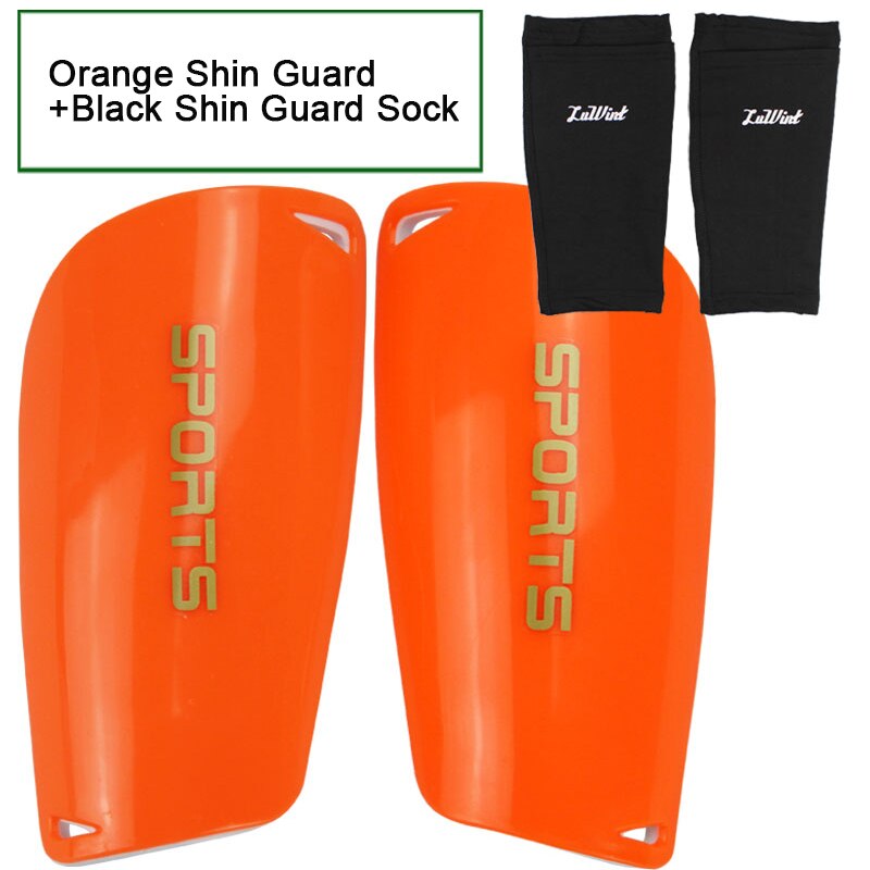 Soccer Shin Guards Football Shin Pads Socks for Sports Shin Protector Leg Support For Kids Adult: orange with socks / L