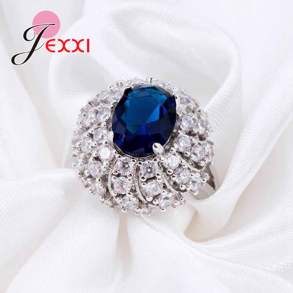 925 Sterling Silber Ehering - Weißer CZ Zirkon - Runde Form - Spannungsfassung - Für Damen