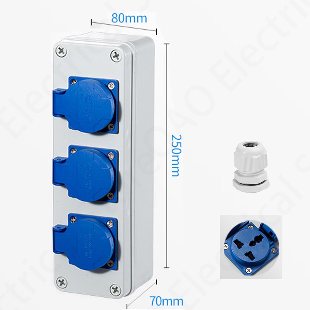Outdoor rainwater socket Three holes 10A home wall mounted multi-function outdoor socket box electric car charging: Multi-function socke / 3K
