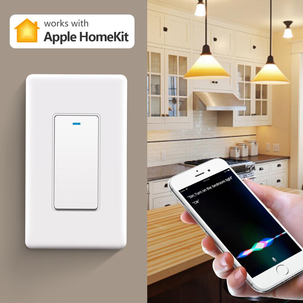 Apple Homekit-interruptor inalámbrico para el hogar, dispositivo con temporizador, lámpara LED, interruptor de pared, WIFI 2,4G, altavoz Siri por voz