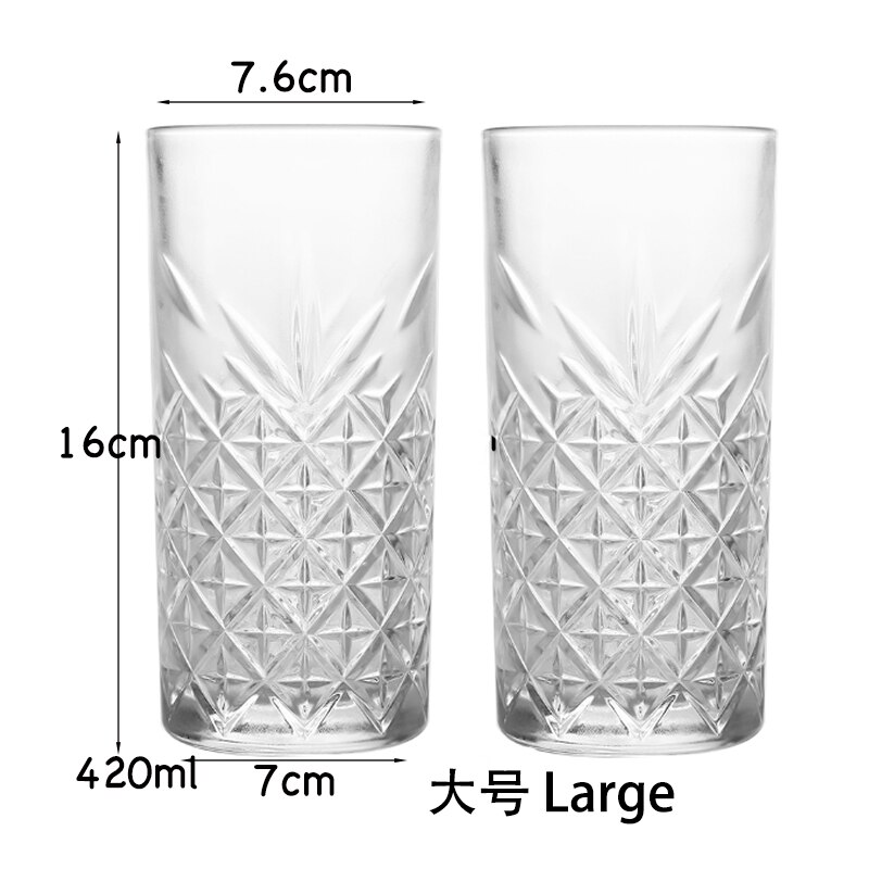 2PCS Highball Glasses Barware Collins Tumbler for Water, Juice, Beer, and Cocktail Set of 2: Large 420ml Set of 2