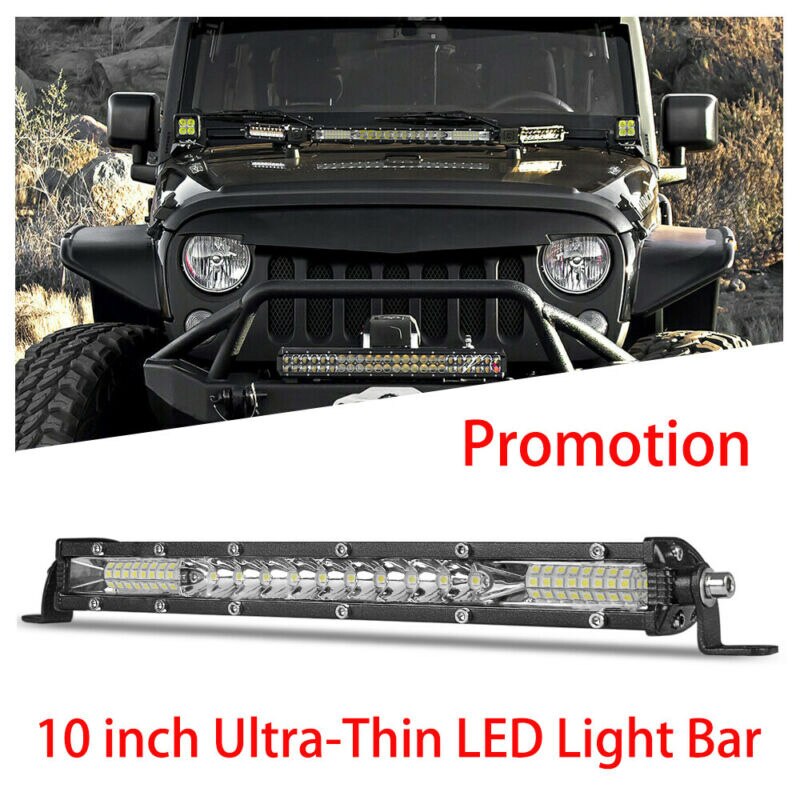 Ultra-Thin LED Light Bar Waterproof 6000K White Stainless Steel 10 Inch