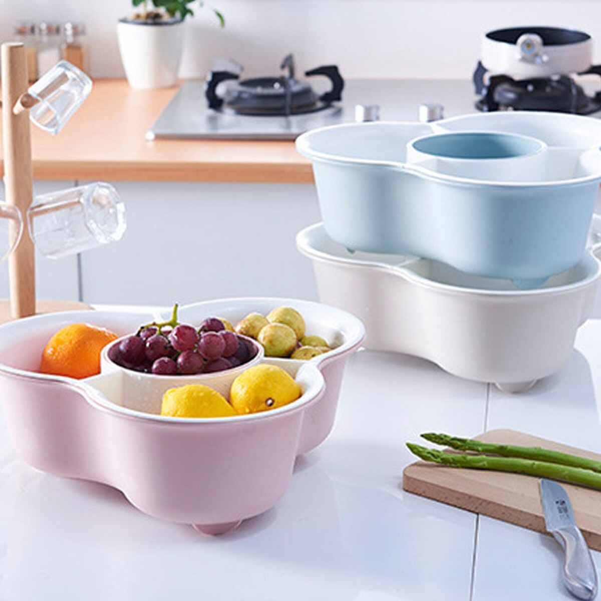 Vegetables Drying Basket Storage Box Camper Kitchen Portable Detachable Tableware Large Capacity Box