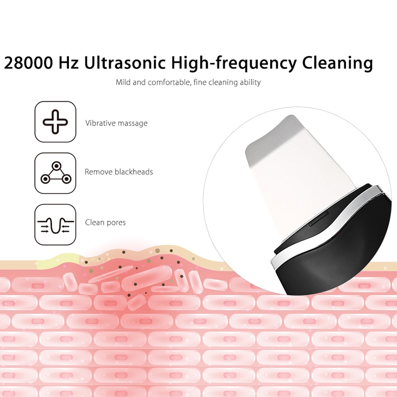 Ultrasonic Skin Scrubber Deep Face Cleaning Machine Peeling Shovel Facial Pore Cleaner Face Skin Scrubber Lift Machine