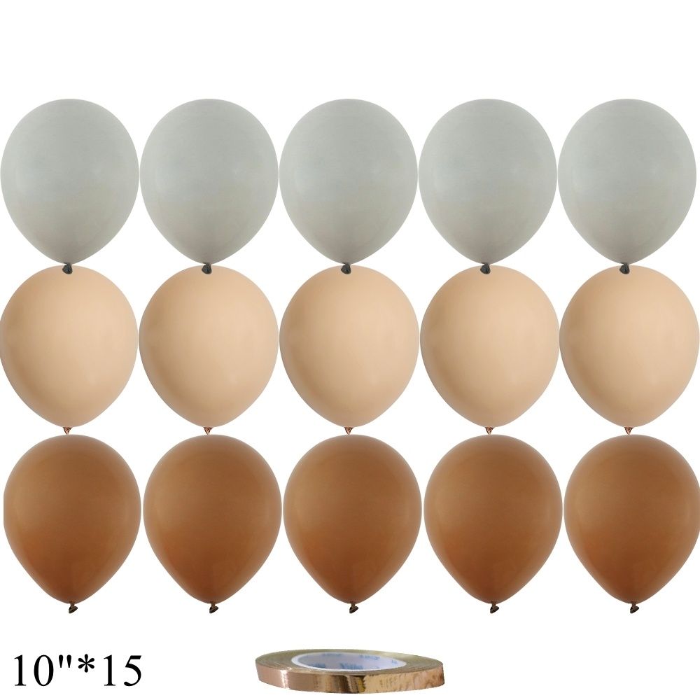 15/20PCS 10inch Balloons Vintage Retro Khaki Caramel Balloon Set for Wedding Anniversary Birthday Party Decoration DIY Supplies: light yellow