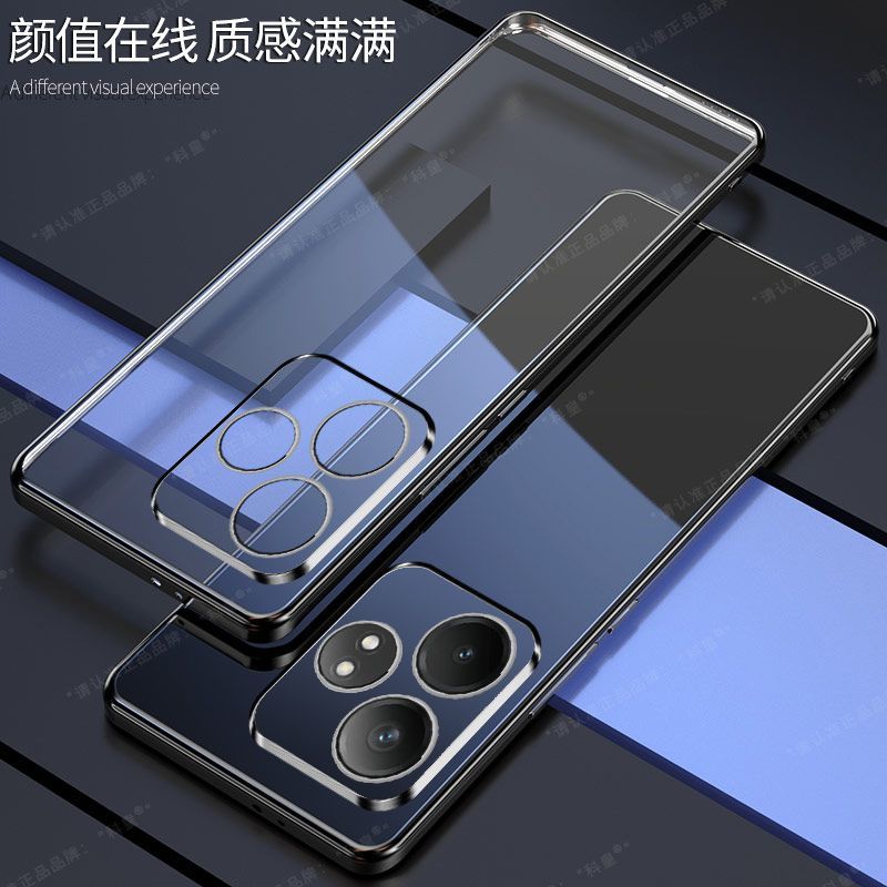 Case For Realme GT6 GT Neo6 SE 6T Electroplated Transparent Lens Protection Anti Cover For Realme GT6 Shockproof Bumper: CANVAS / black