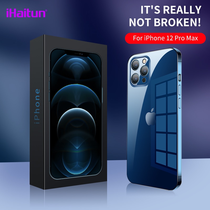 Ihaitun Luxe Glas Case Voor Iphone 12 Pro Max Gevallen Ultra Dunne Transparante Glas Cover Voor Iphone 12 Pro Soft rand