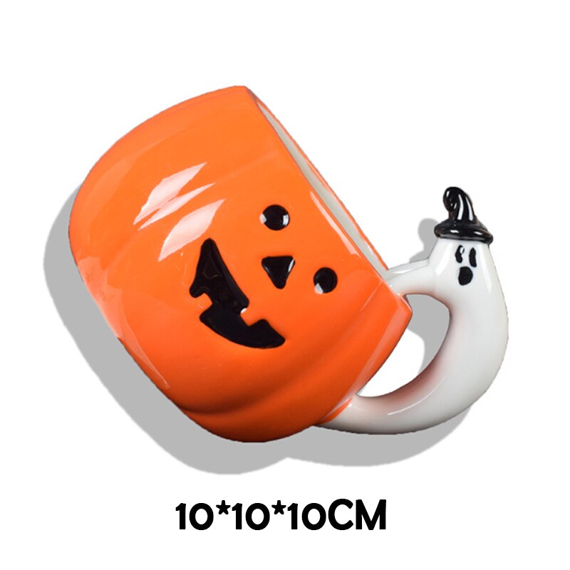 Pumpa kaffemuggar keramisk mjölkkopp med lock frukost havregryn yoghurtmugg rolig pumpakopp halloween caneca