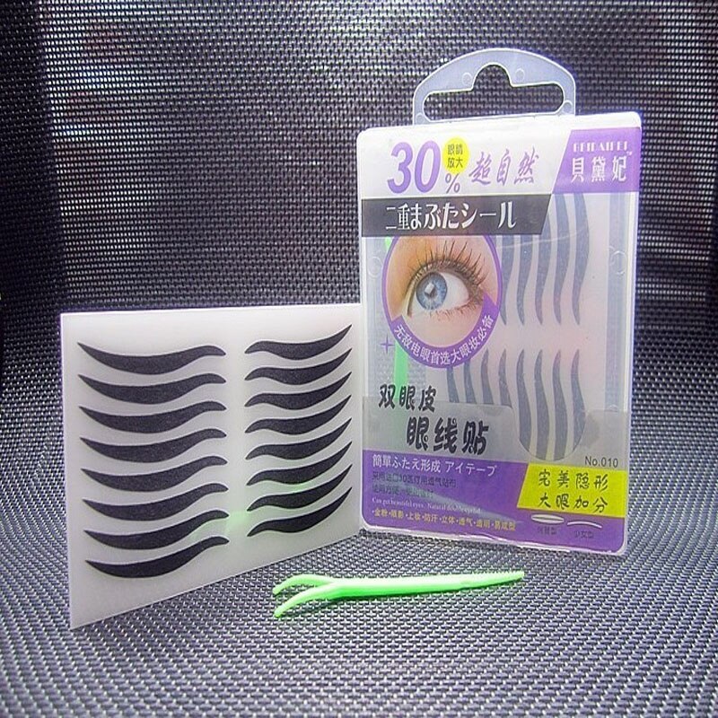 80 Paren/doos Vrouwen Plastic Eyeliner Stickers Met Y-Vormige Vork Oogschaduw Make-Up Stickers Verzegelde